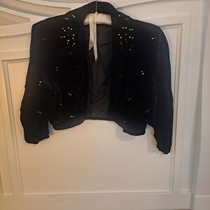 INC International Concepts Black Velvet Blazer with Pearl Accents
